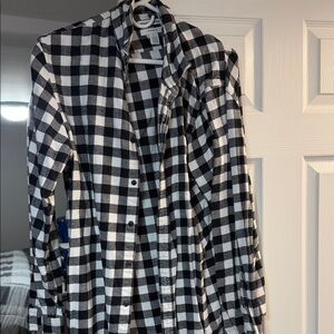 Classic Black and White Plaid Men's Shirt